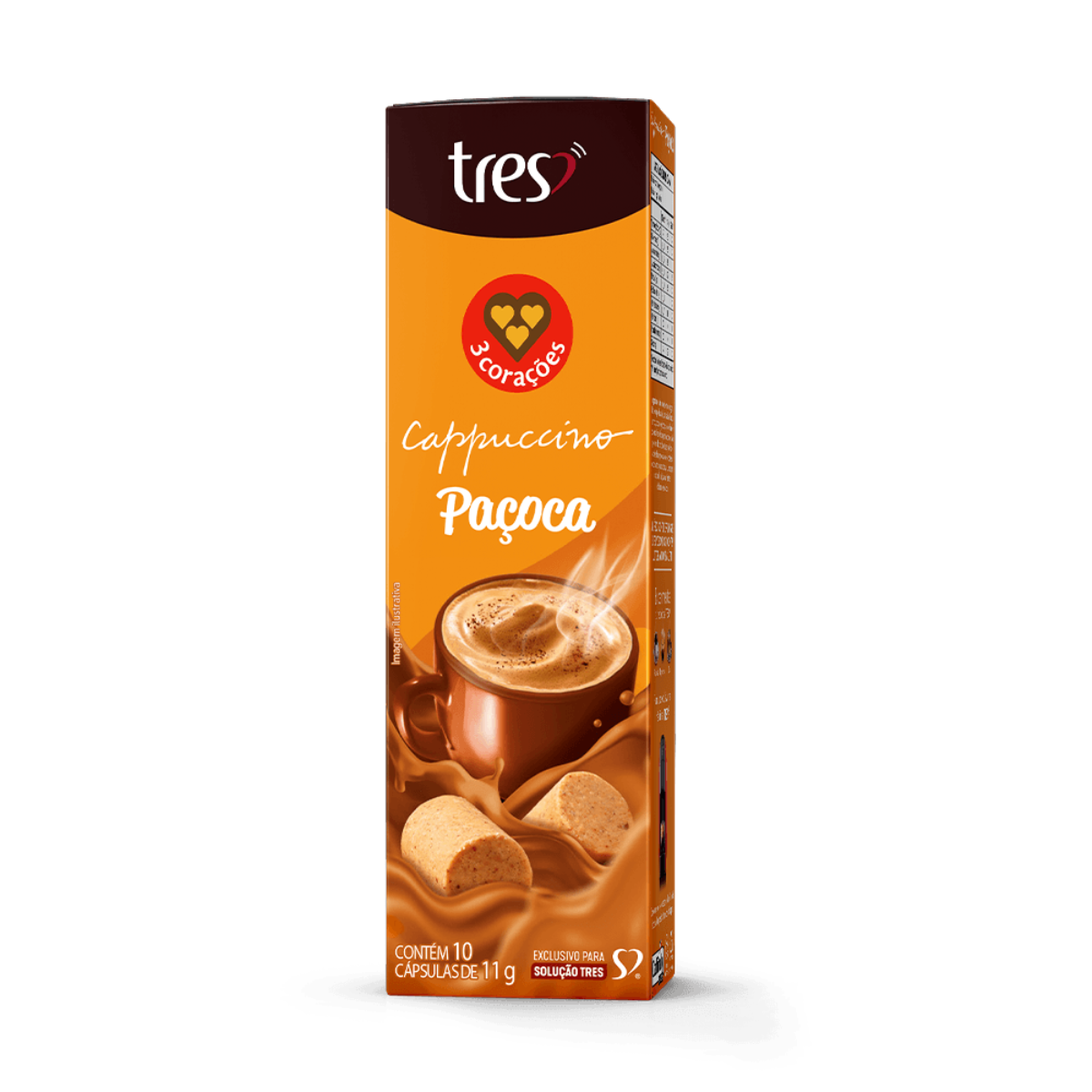 Cápsulas Cappuccino Paçoca 3 corações 10 ...