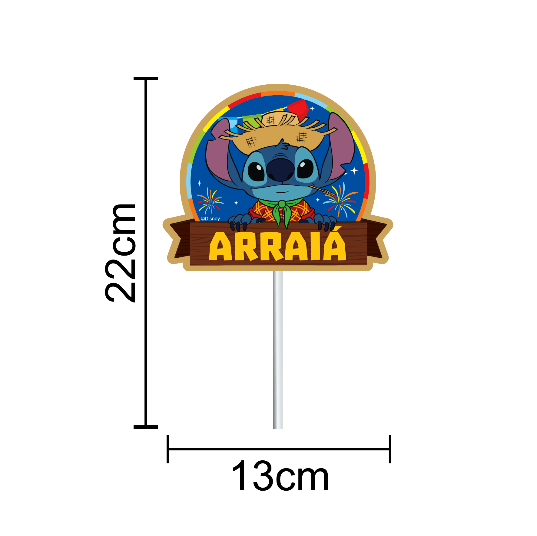 Topper Bolo Stitch Junino “Arraiá” - 3 Peças