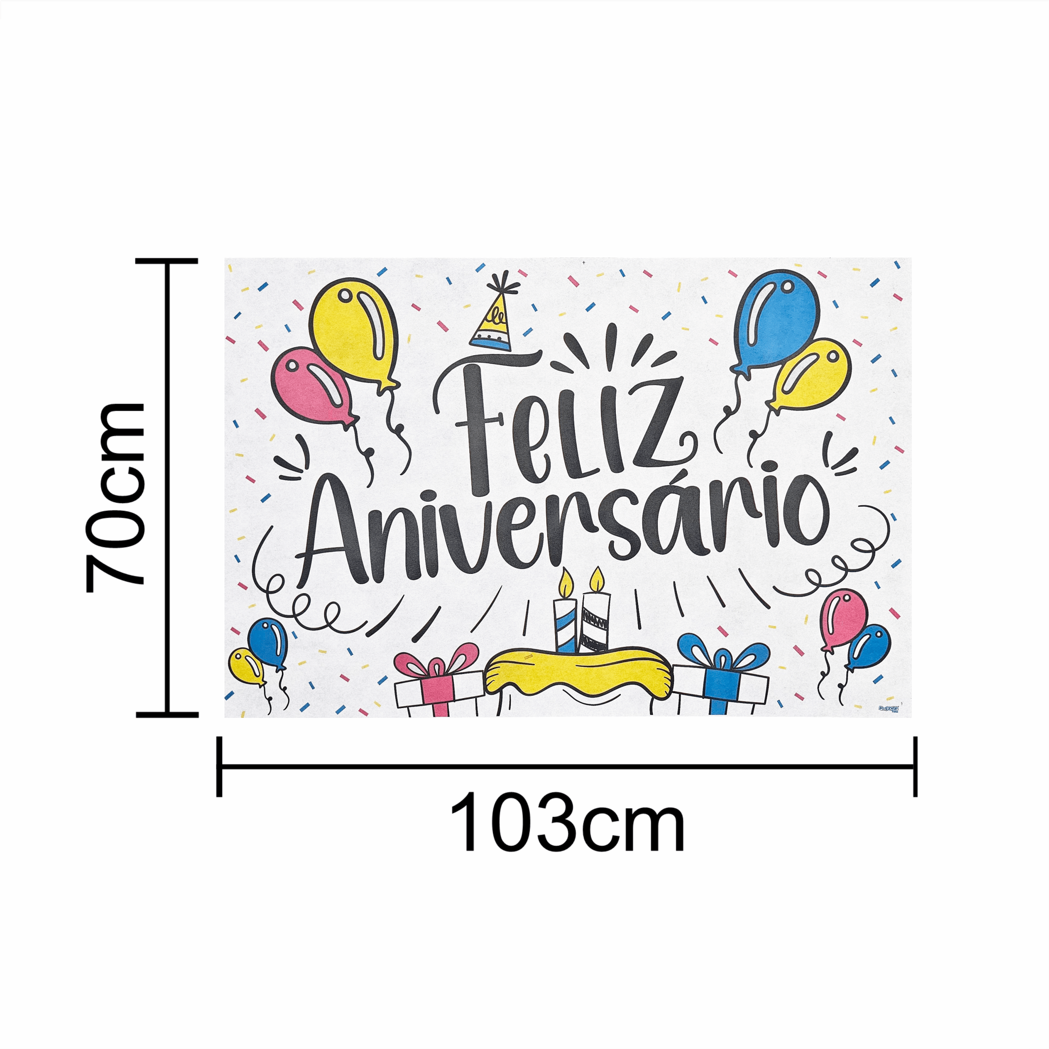 Painel TNT Feliz Aniversário 1,00 x 0,70m...