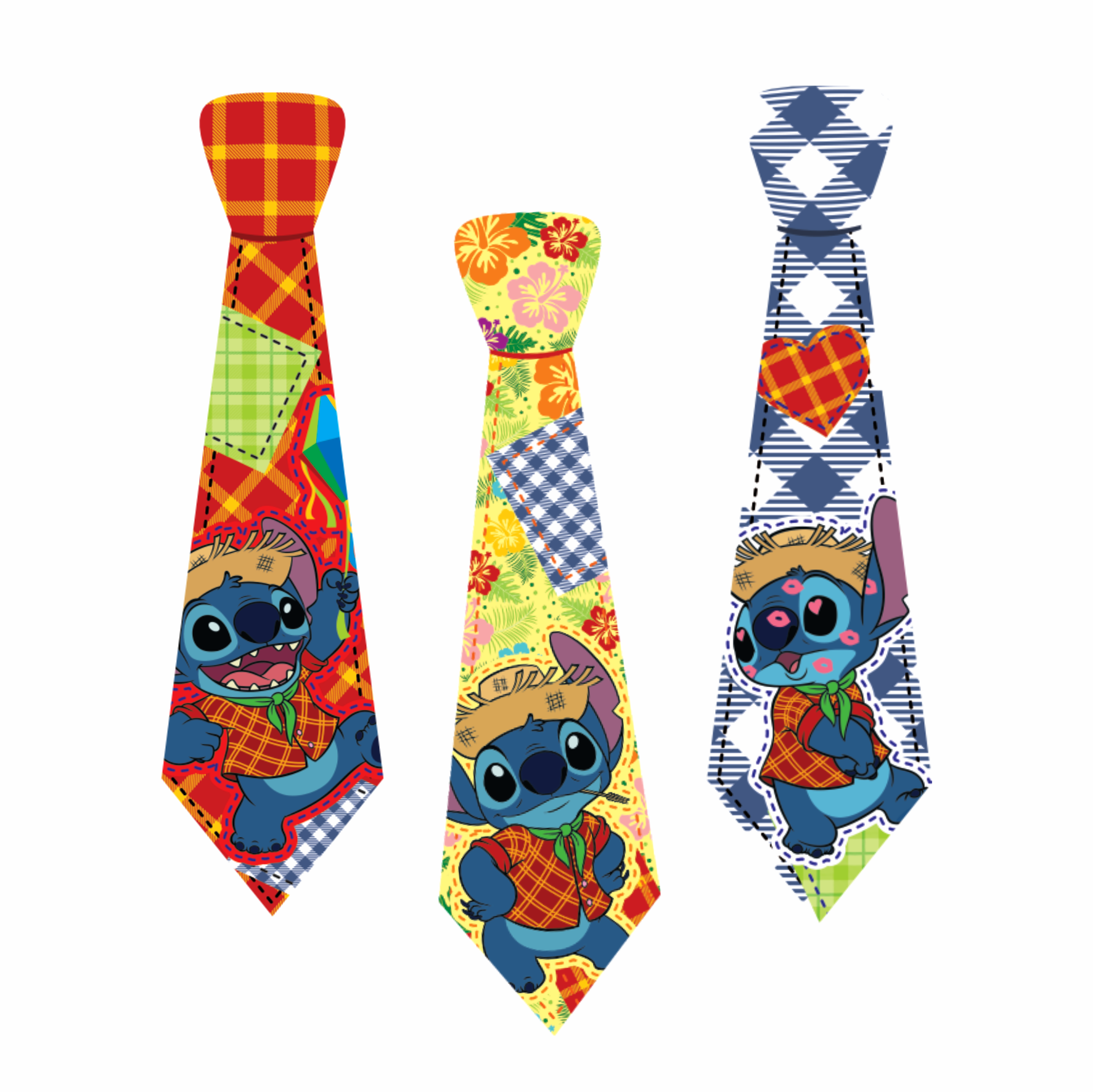 Gravata Junina Stitch Sortida com Adesivo...
