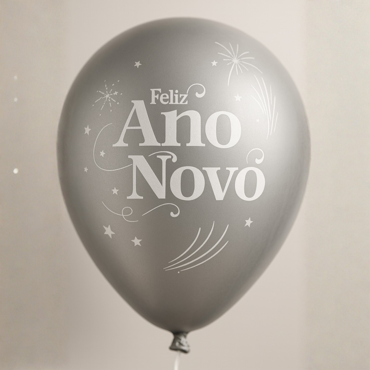 Balão Redondo Ano Novo Prata - Fogos 9” 2...