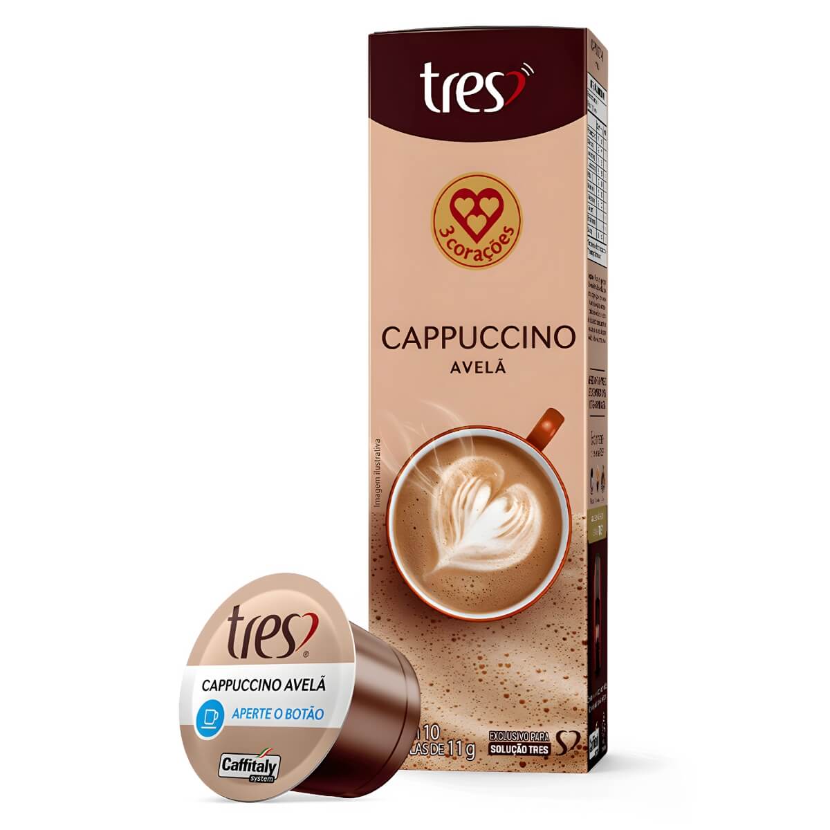 Cápsulas Cappuccino Avelã 3 corações 10 U...