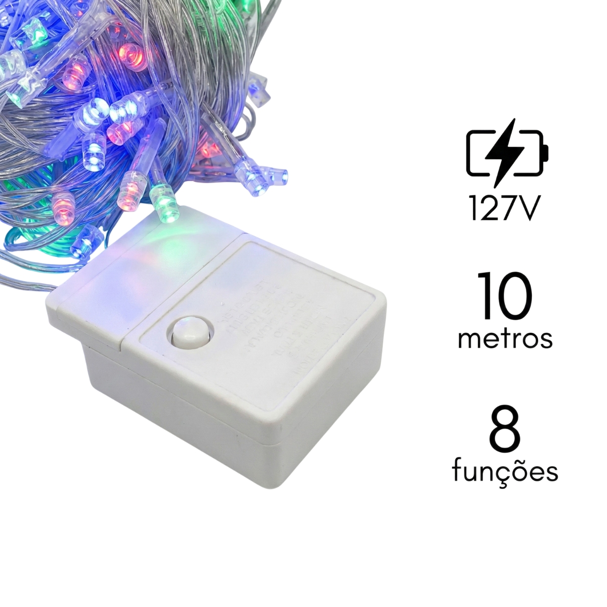 Pisca LED 100 Lâmpadas 10m Colorido Fio T...