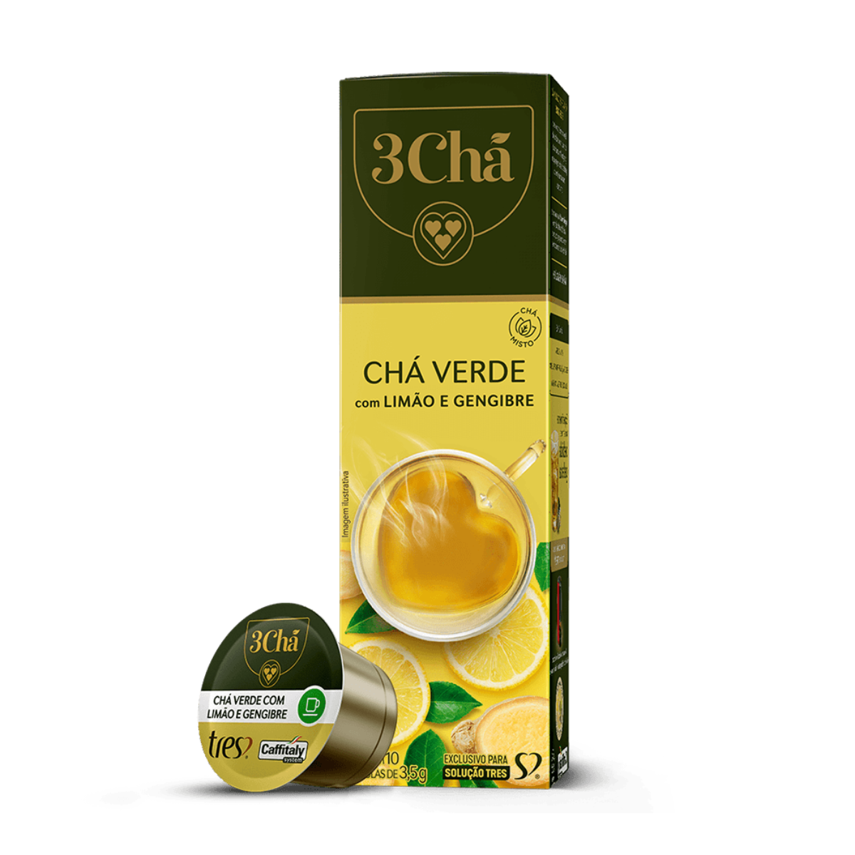 Cápsulas 3 Corações Chá Verde com Limão e...