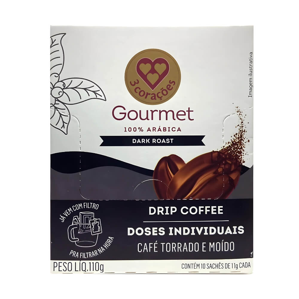 Drip Coffee TRÊS 3 Corações® Dark Roast 1...