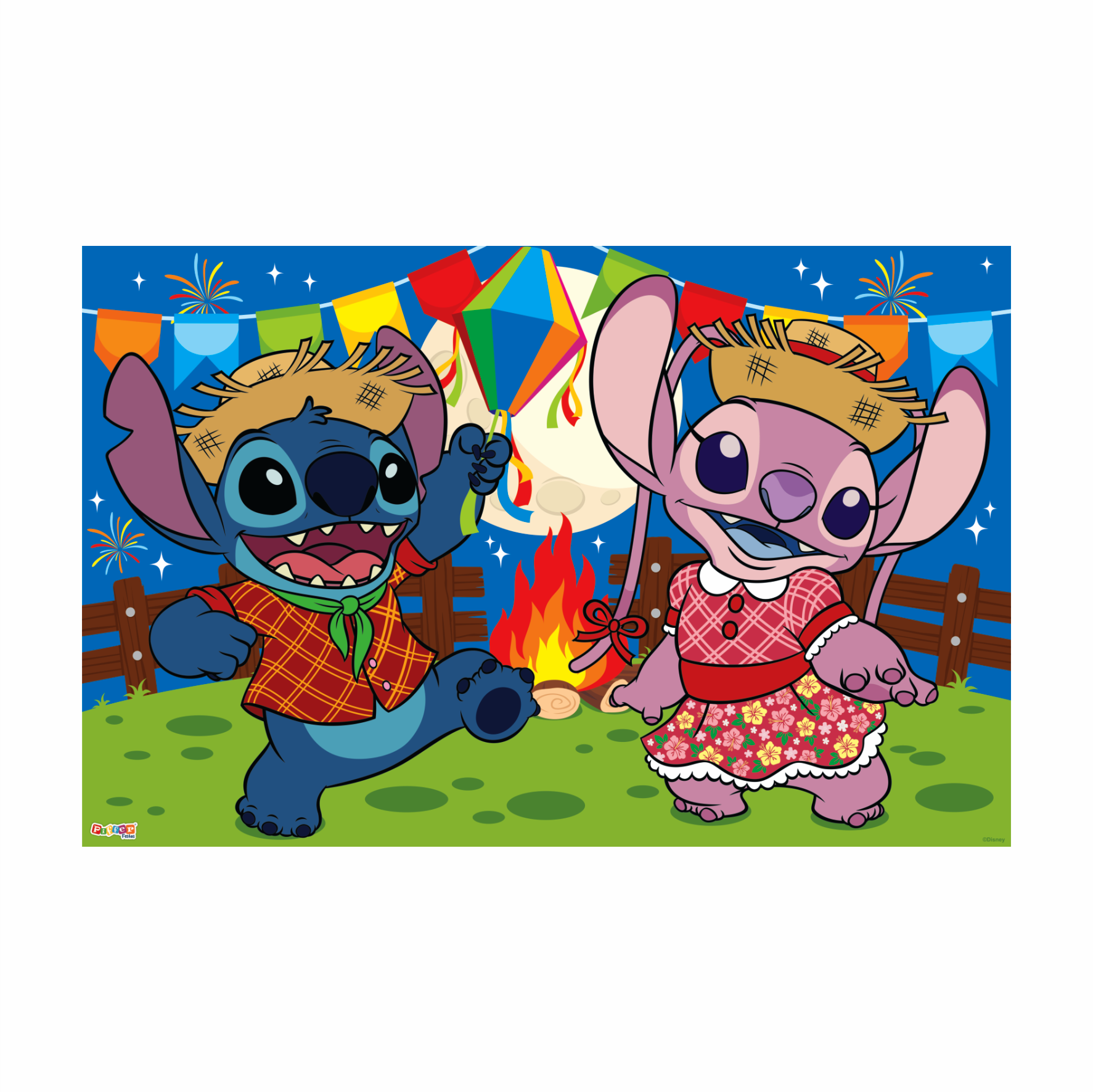 Painel Festa Junina Stitch 85x55cm