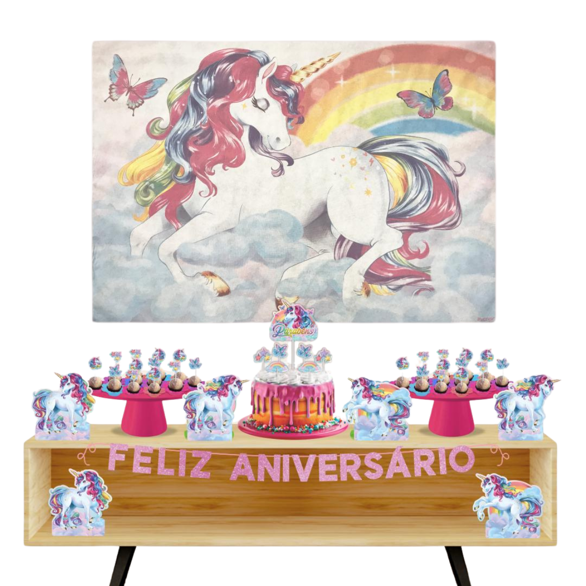 Kit Festa Fácil Unicornio Rainbow
