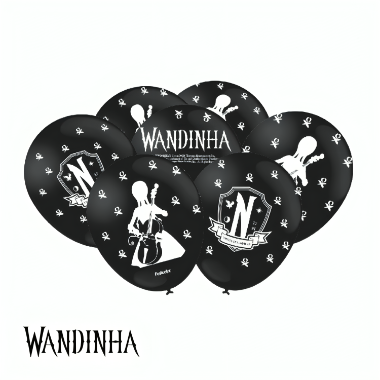 Balão Impressão Especial Preto Wandinha 9...