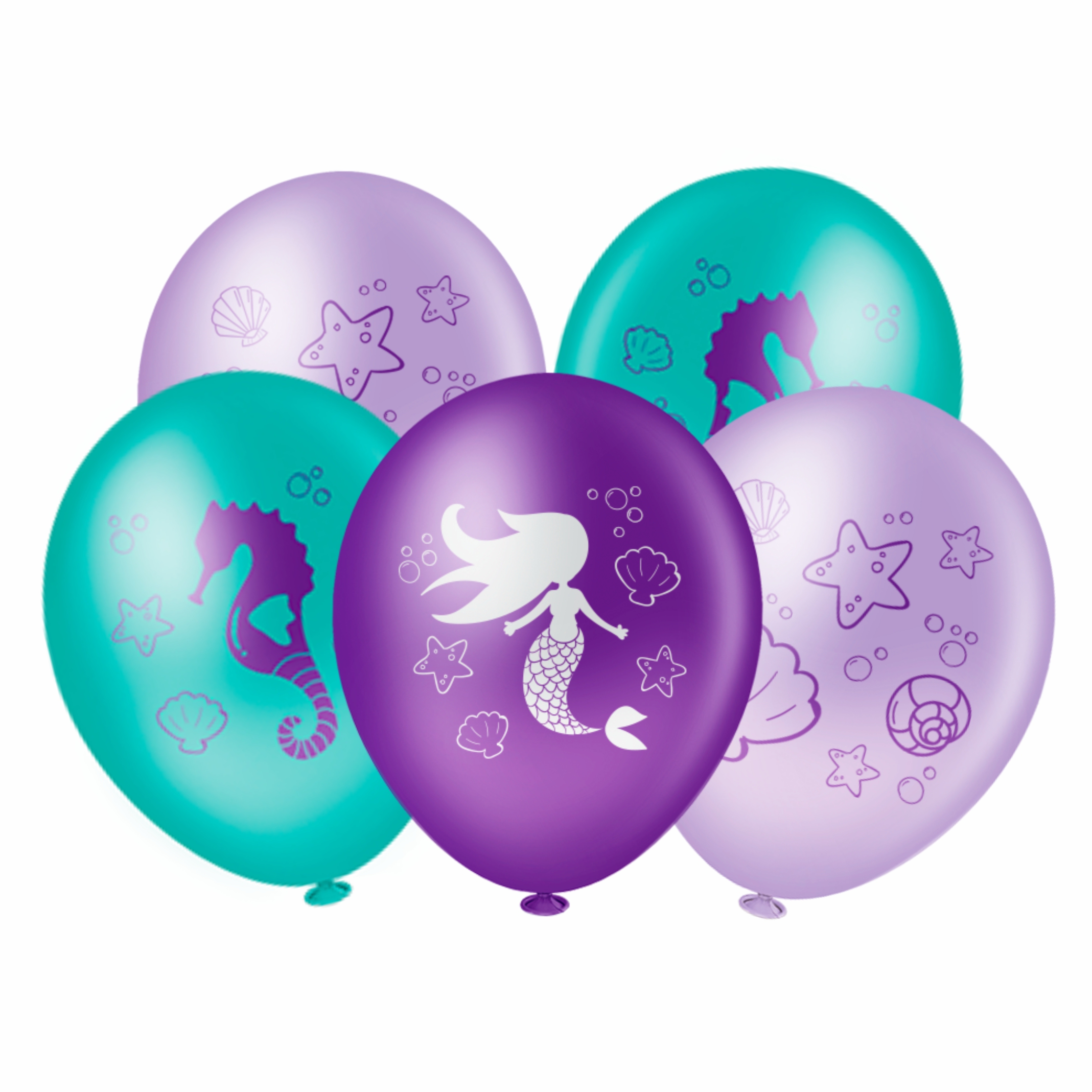 Balão Redondo Sereia Sortido 8" 20 unid.
