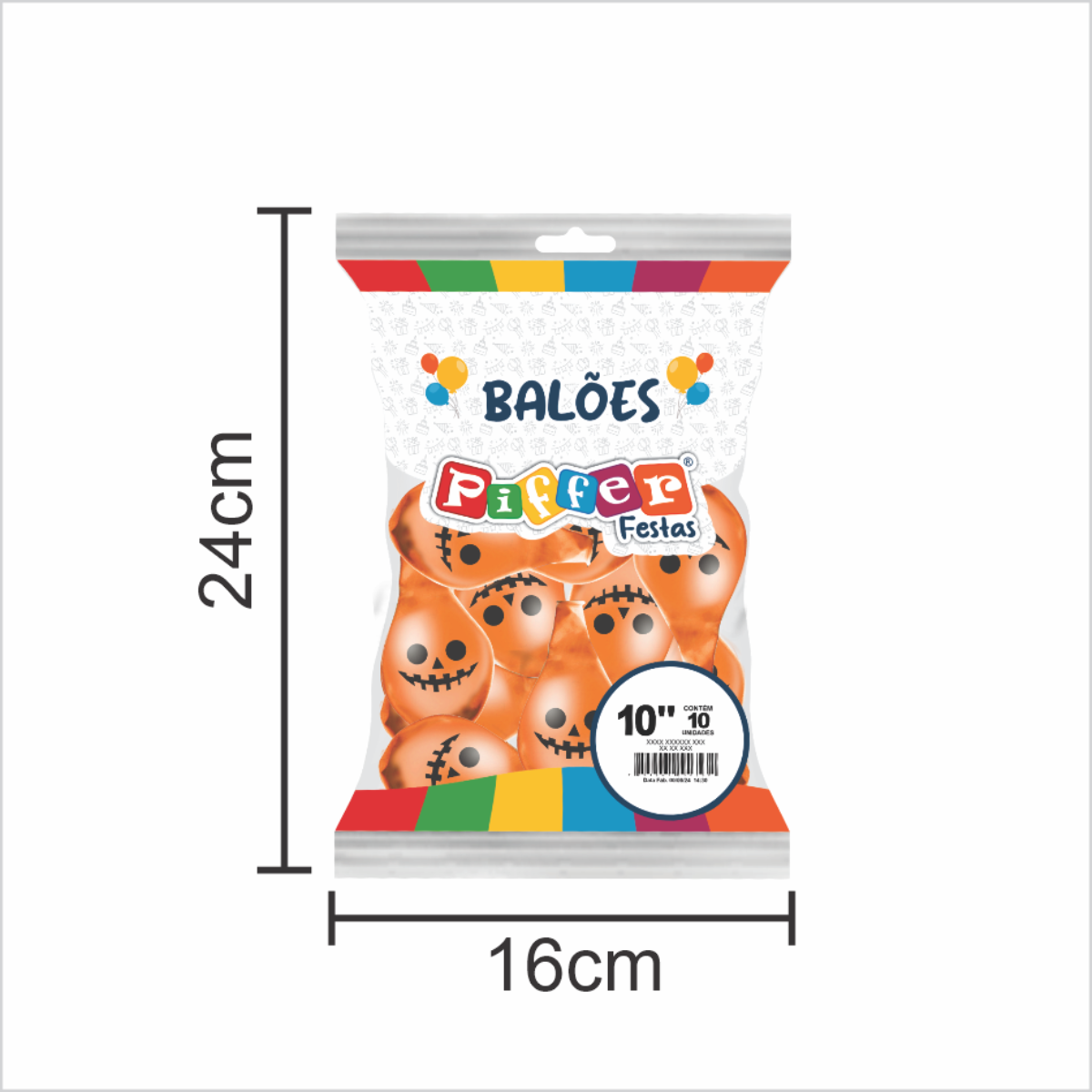 Balão Redondo Halloween Laranja e Preto 1...