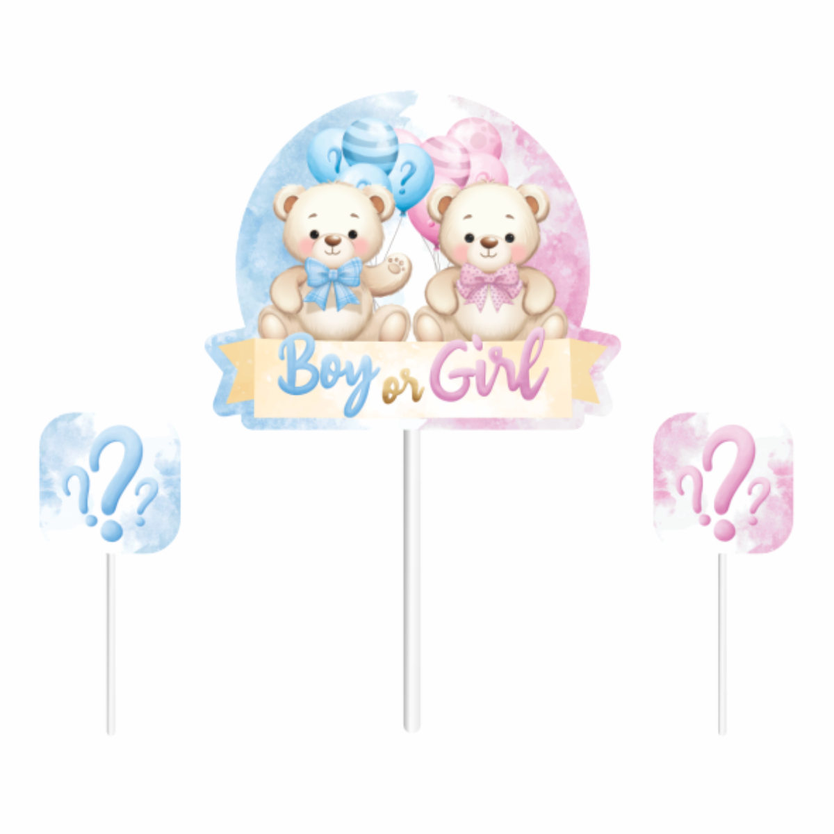 Kit Topper para Bolo Chá Revelação Azul e...