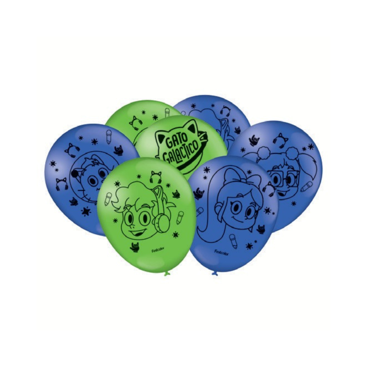 Balão Redondo Gato galáctico 9” 25 unid.