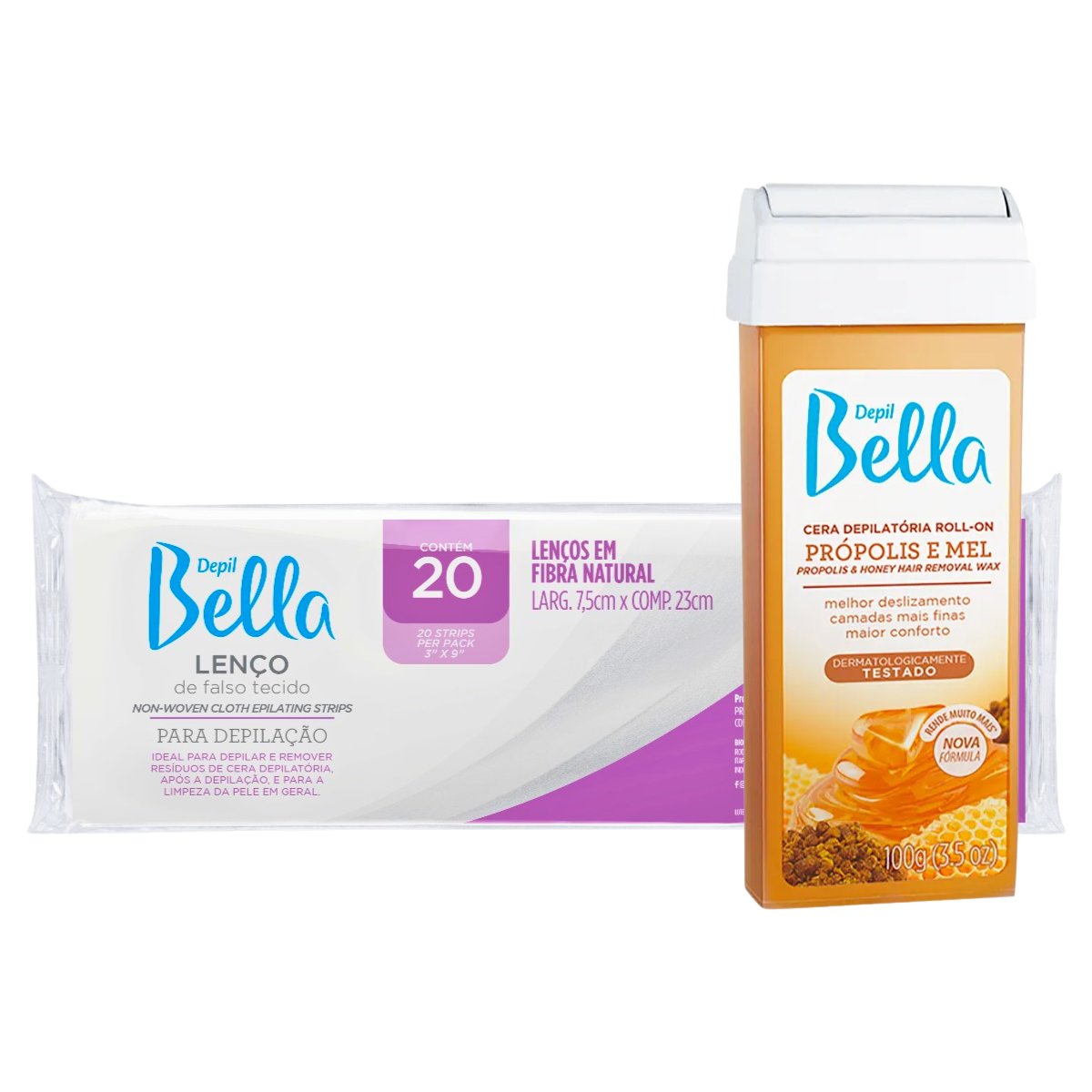 Kit Depilação Cera Roll-On Propólis/Mel +...