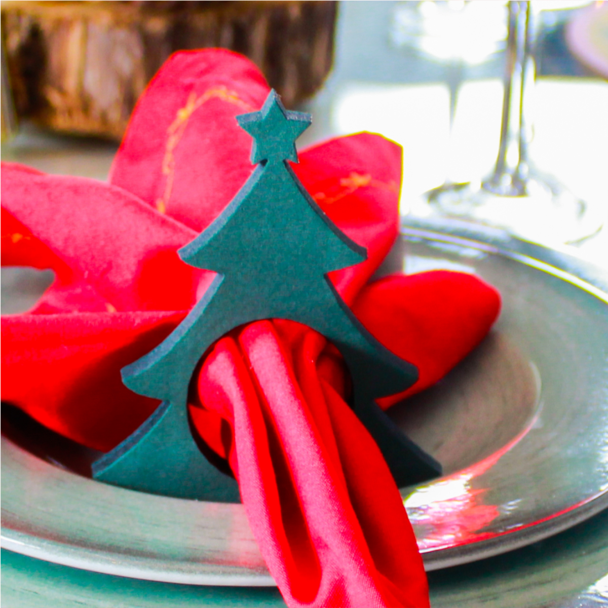 Anel de Guardanapo Árvore Verde Natal Mes...