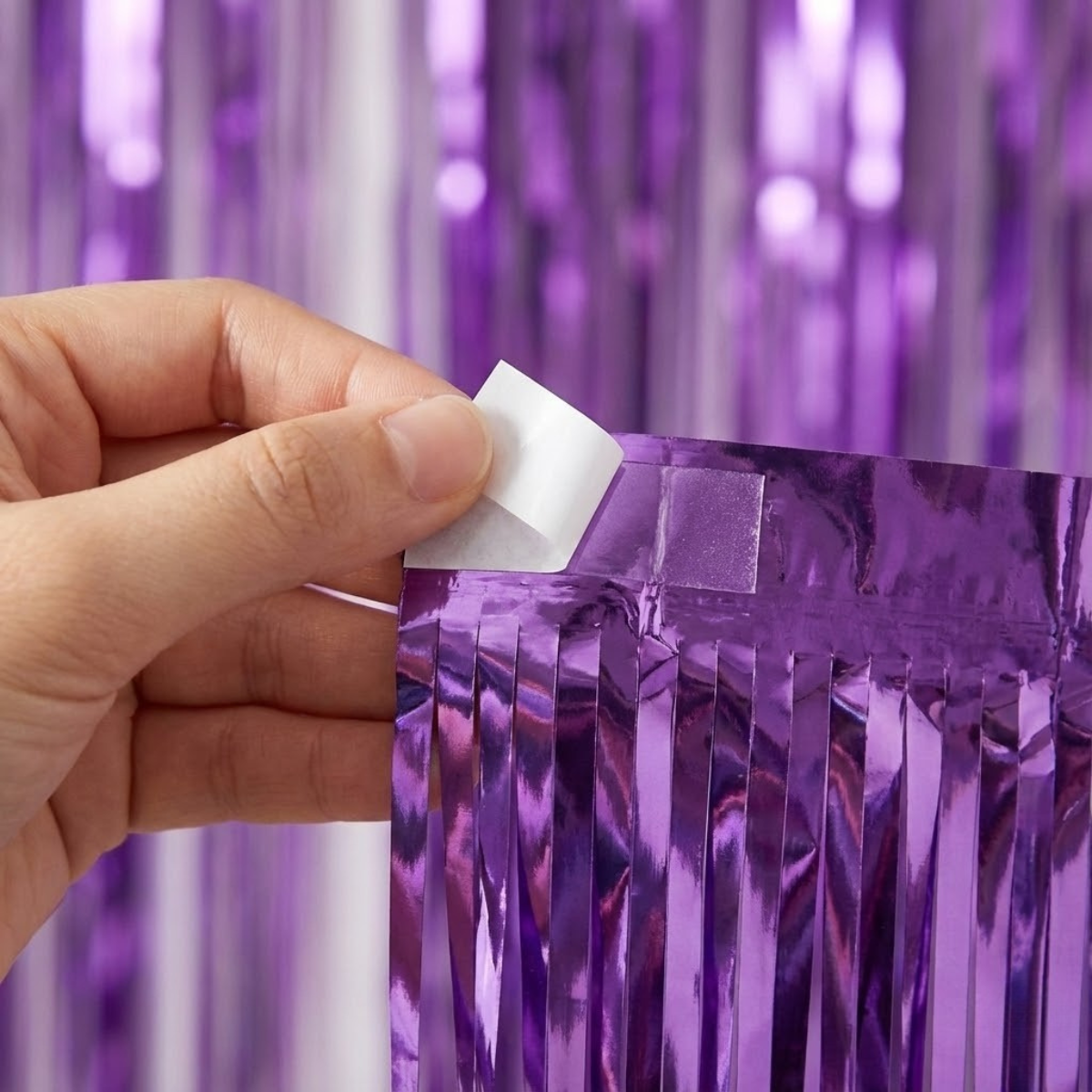 Cortina Metalizada Roxa 1x2m com Fita Dup...