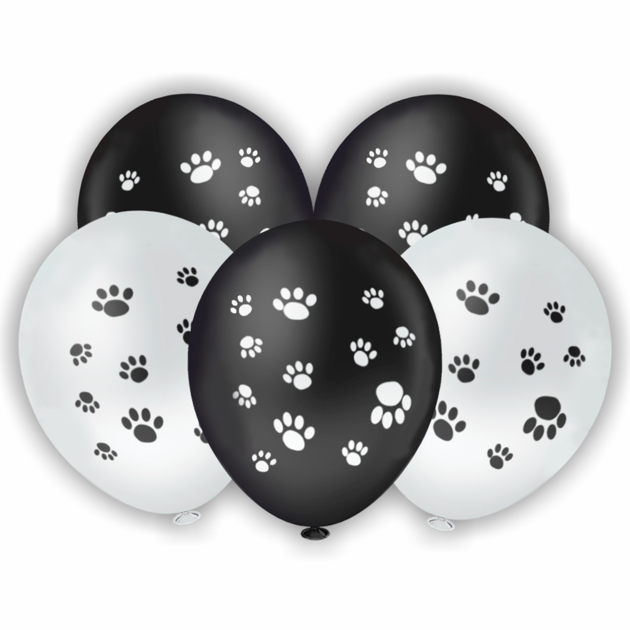 Balão Redondo 8" Pegadas Dog Preto e Bran...