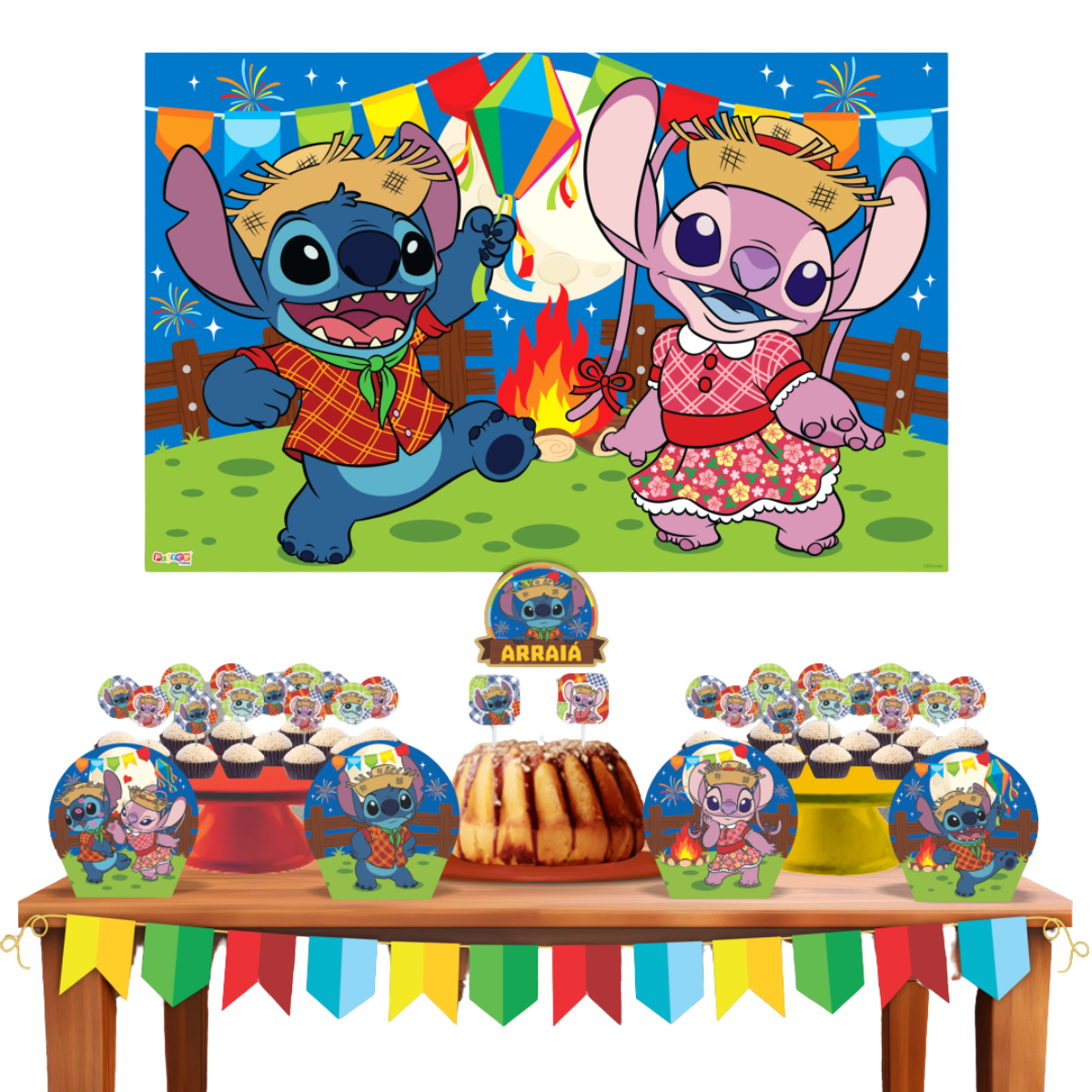 Kit Festa Econômico Stitch Junino - 33 It...