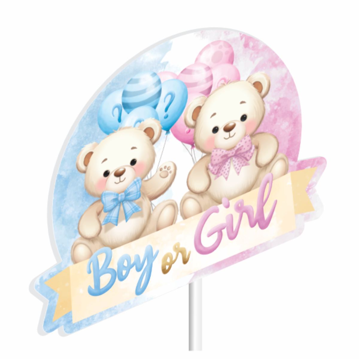 Topo de Bolo Chá Revelação Azul e Rosa Topo de Bolo Chá Revelação Azul e Rosa