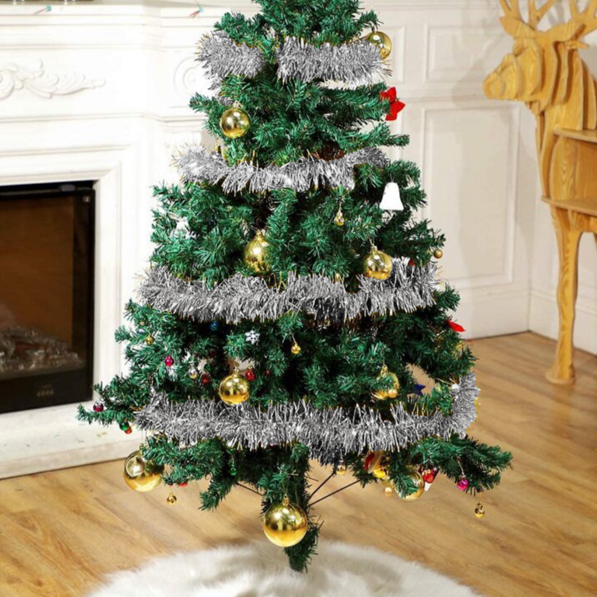 Festão Metalizado Prata 1,80m x 5cm Decor...