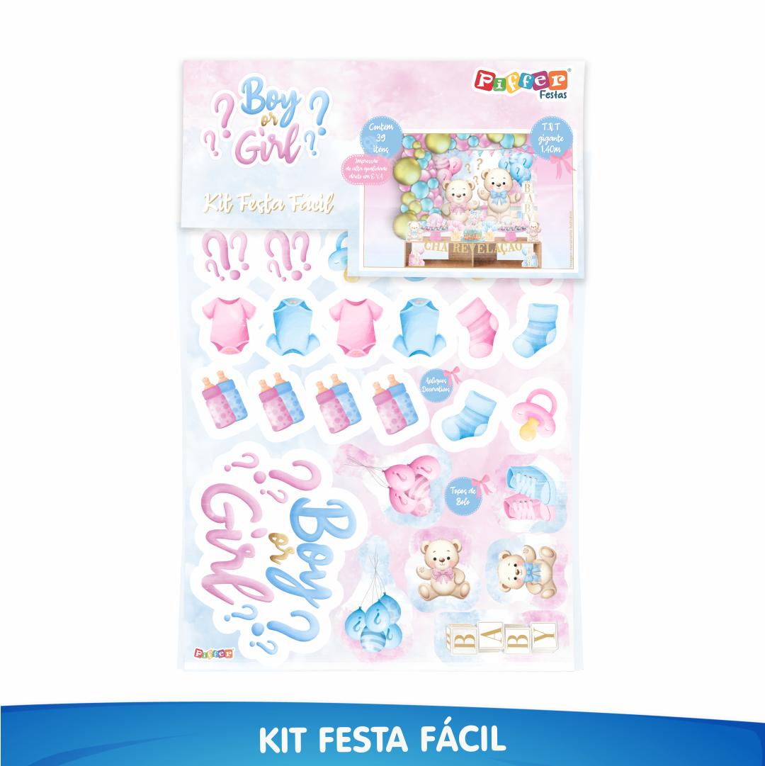 Kit Festa Fácil Chá Revelação Azul e Rosa