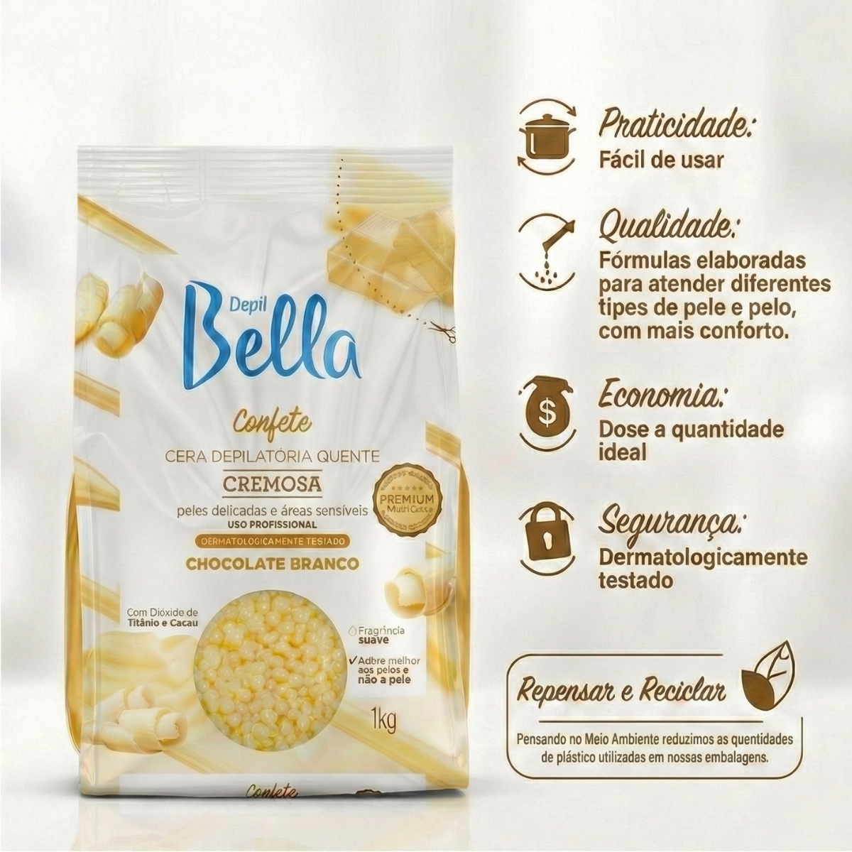 Cera Depilatória Quente Confete Chocolate...