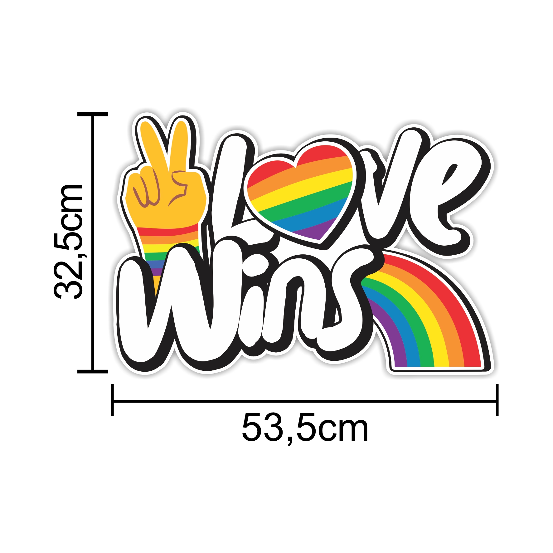 Painel Pride Love Wins Arco-Íris 53,5 x 3...