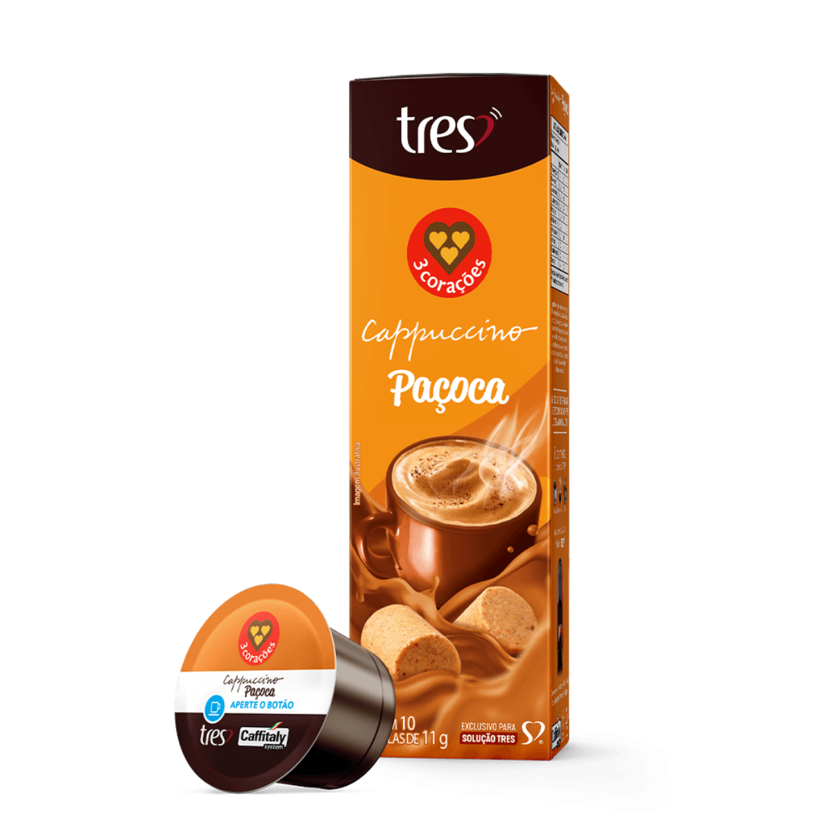 Cápsulas TRES 3 Corações Cappuccino Paçoc...