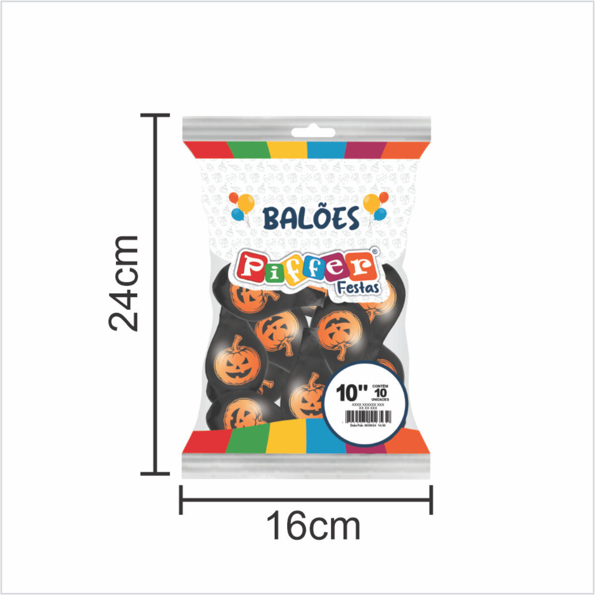 Balão Redondo Halloween Preto e Laranja 1...
