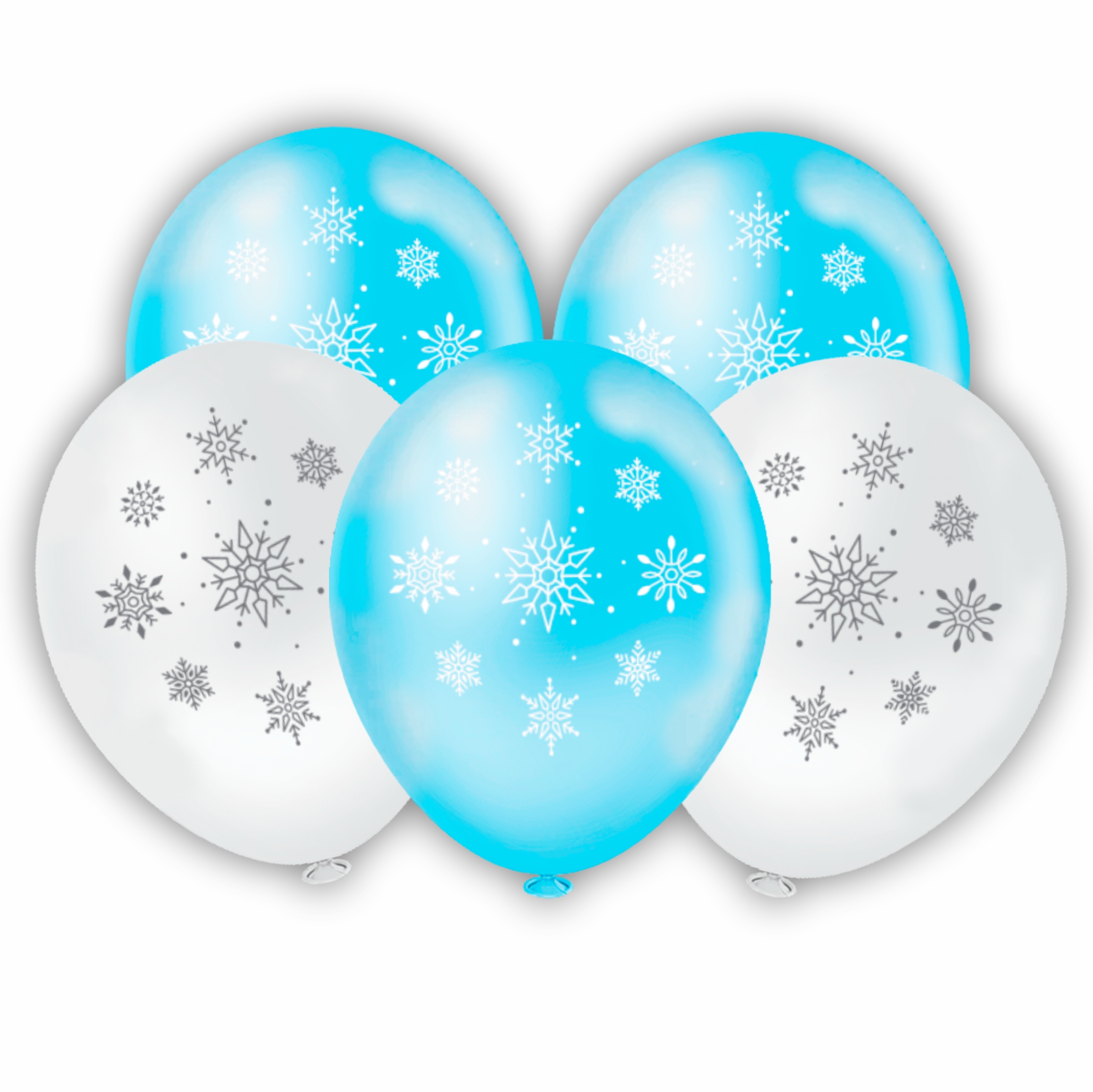 Balão Redondo Flocos de Neve Azul Claro e...