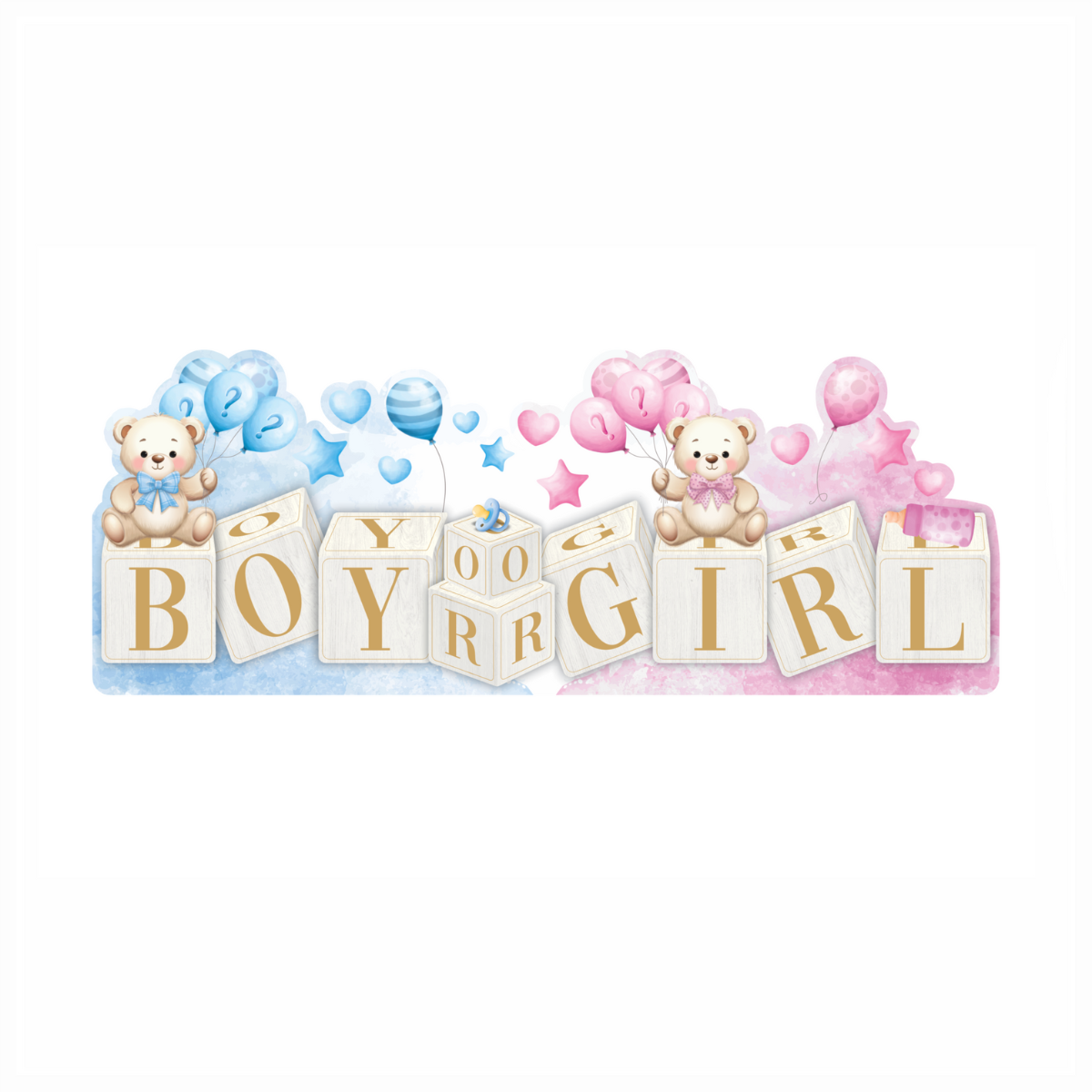 Enfeite de Mesa Chá Revelação Azul e Rosa