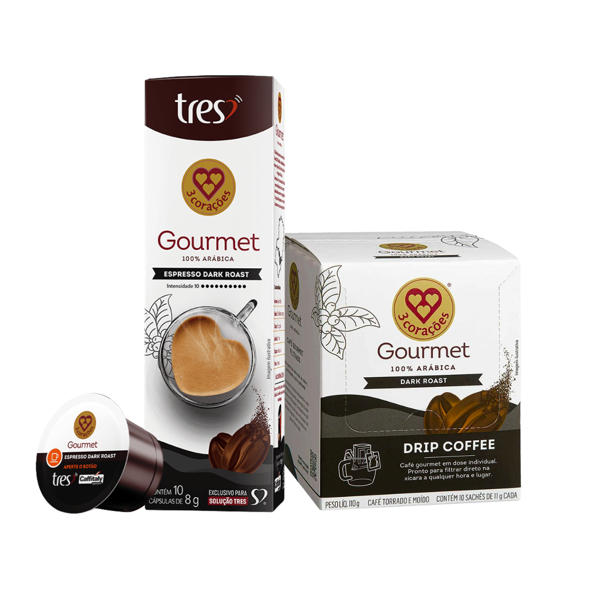 Kit Café Gourmet Dark Roast 3 Corações