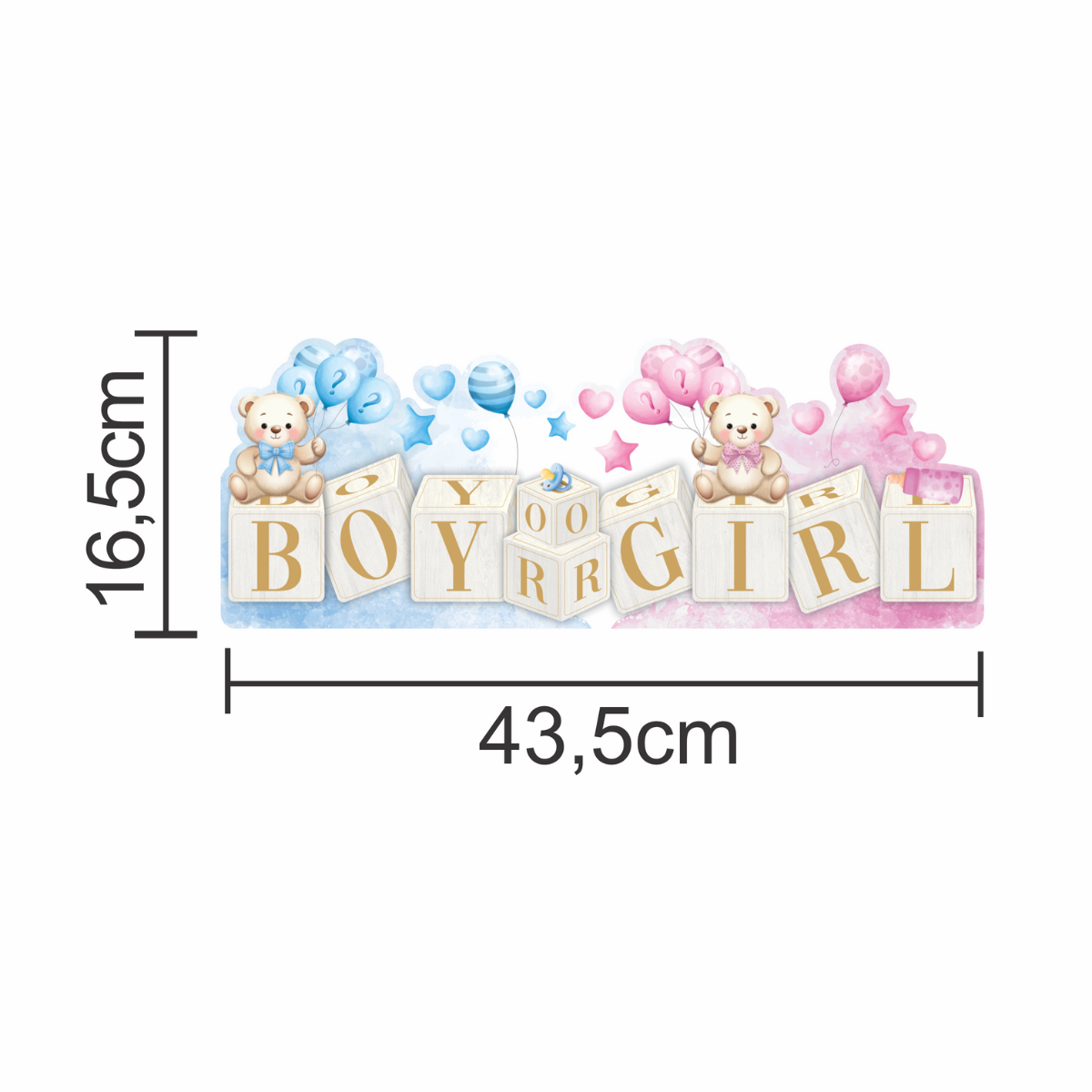 Enfeite de Mesa Chá Revelação Azul e Rosa