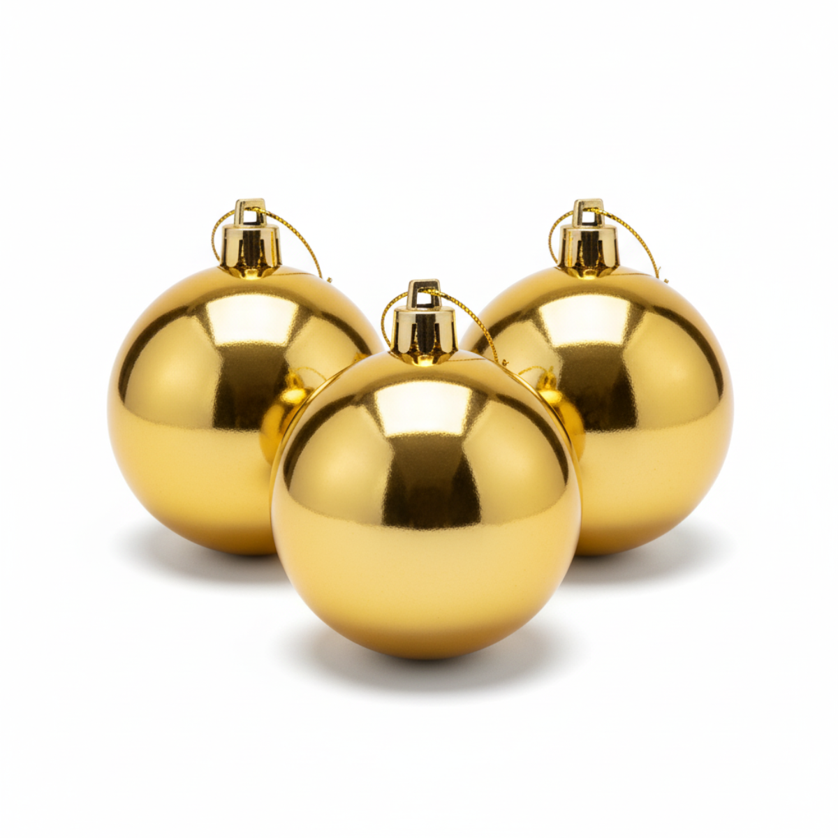 Kit 3 bolas de Natal Dourados 5cm