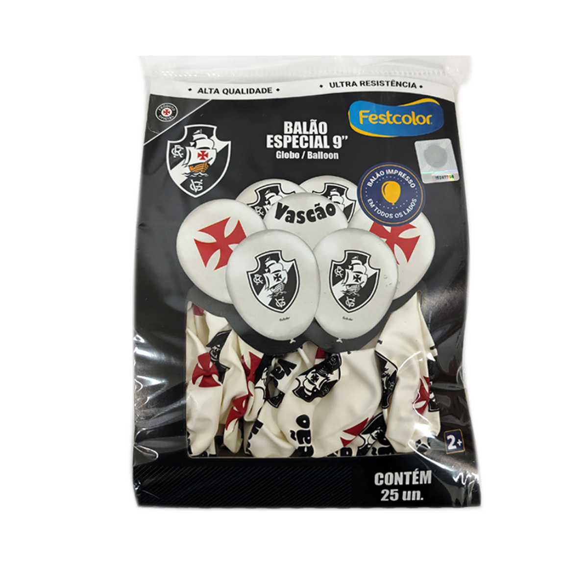 Balão Redondo Vasco da Gama 9” 25 unid.