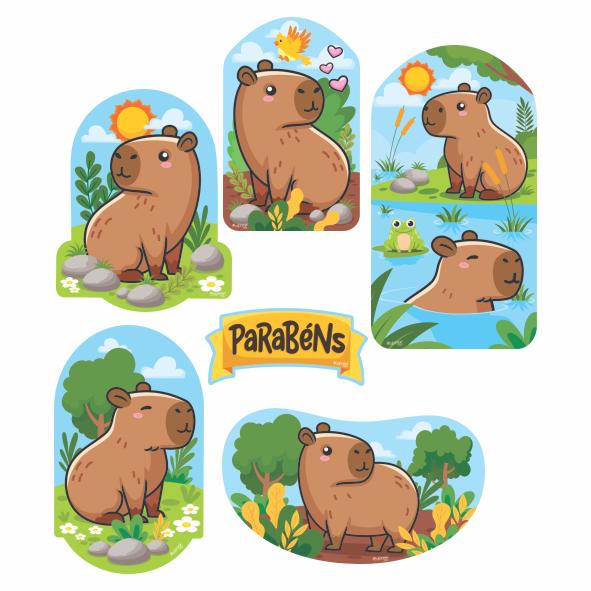 Kit Decorativo de Parede Capivara – 6 Peças