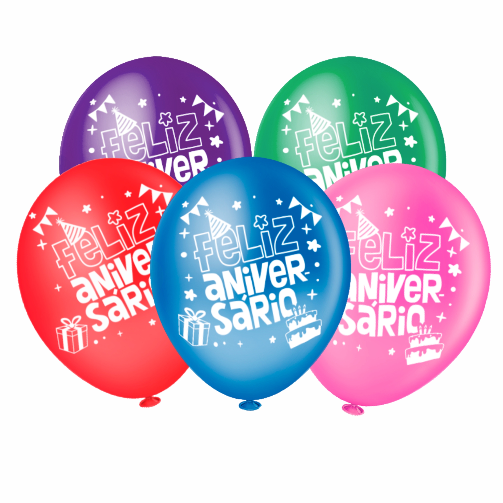 Balão Redondo Feliz Aniversário Sortido 8...